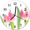Nástenné sklenené hodiny Tulipány fi 30 cm