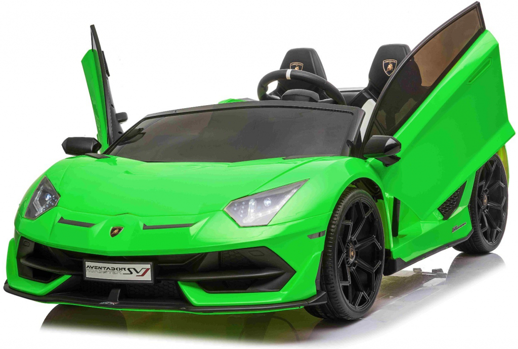 Beneo Elektrické autíčko Lamborghini Aventador 24V Dvojmiestne 24 GHz DO Mäkké PU Sedadlá LCD Displej odpruženie vertikálne otváravé dvere mäkké Eva kolesá 2 X 45W motor lakované z