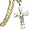 Pánska Retiazka s Krížom MJ 38729 Zlatá/Strieborná/60cm HR38729