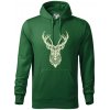 Jeleň kresba - Mikina pánska Cape s kapucňou - 5XL ( Fľaškovozelená )