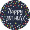 Amscan Papierové taniere Happy birthday 23 cm