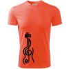 Husľový kľúč gitara - Pánske tričko Fantasy športové - XS ( Neónová oranžová )