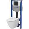 Cersanit City, System50 PNEU podomietkový rám + závesná wc misa City Oval CleanOn + čierne tlačidlo Circle, S701-763