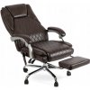 Otočné kreslo Mebel Elite hnedé s funkciou masáže a výsuvnou podnožkou