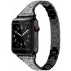 AppleKing kovový remienok s kamienkami pre Apple Watch 42mm / 41mm / 40mm / 38mm - čierny - možnosť vrátiť tovar ZADARMO do 30tich dní