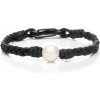 Kožený pletený náramok s perlou 20 cm