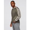 Ombre Men's sweatshirt with contrasting stripes and raglan sleeves - olive kaki | krémová L Ombre 5907064530120