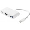 DELTACO USBC-HDMI23, Adaptér USB-C/HDMI, USB-C, USB-A, 4K@30Hz, biely