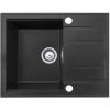Gamma Modern 6550, 1-komorový granitový drez 650x500x210 mm s krátkym odkvapkávačom, čierna škvrnitá, GMA-ZLE000090