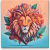 Vymalujsisam.sk Diamantovanie podľa čísiel - Kvetinový lev Veľkosť: 50x50cm, Rám: Na plastovej doske, Diamanty: Okrúhle