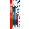 STABILO pointball colorful, modré, čierne, červené a zelené – súprava 4 ks
