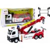 LeanToys Nákladní auto s jeřábem Dva háky Kovová bílo-červená světla Zvuky