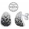 SILVEGO stříbrné náušnice se Swarovski® Crystals 14 mm černé SILVEGOBC36093
