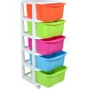 TZB Plastový regál na kolieskach s 5 farebnými zásuvkami