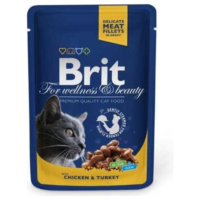 Brit Kapsička Cat Prem Pouches Kuracie+Morčacie 100g