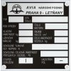 AVIA PRAHA 9 - Letňany výrobný štítok TYP2