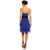 Mayaadi společenské šaty HS-345 BL s mašlí a sukní s volány modré