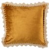 J-Line by Jolipa Okrový zamatový vankúš s háčkovanou čipkou Border 45x45