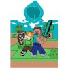 Carbotex · Detské plážové pončo - osuška s kapucňou Minecraft - motiv Alex a Steve - 100% bavlna - 50 x 115 cm / pre deti 3 - 6 rokov