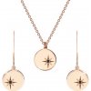 Šperky eshop - Strieborný set 925 ružovozlatej farby - náhrdelník a náušnice, kruh s Polárkou, čierny diamant S22.31