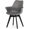 Stolička jedálenská CT-772 GREY šedá plastová škrupina, sedák ekokoža, nohy masív
