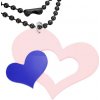 Šperky eshop - Ružovo - modrý prívesok z akrylu, veľké a malé srdce AA09.21