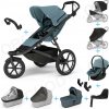 Set 10v1 Thule Urban Glide 3 Mid Blue s magnetickou sponou + madlo + vanička Dark Slate + pláštenky a moskytiéry Thule + Autosedačka Thule Maple Mid Blue s ISOFIX základňou Thule Alfi a adaptérmi