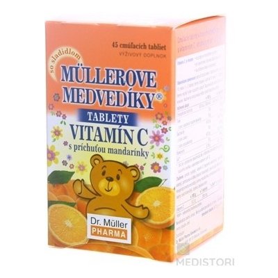 MÜLLEROVE medvedíky - vitamín C tbl s príchuťou mandarínky 1x45 ks