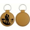 Prívesok na kľúče z umelej kože kruh Svetlo hnedá