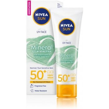 Nivea Sun Mineral UV-ochrana SPF50+ pleťový krém na opalování s minerálními filtry 50 ml