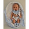 Realistické miminko chlapeček Kája v přenosné tašce od firmy Berjuan ze Španělska (Baby Smile Canastia Azul )