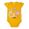Baby Nellys Bavlnené dojčenské body, kr. rukáv, Flamingo - horčicove, veľ. 62