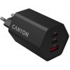 Canyon Hexagon 65, vysokorýchlostná univerzálna nabíjačka do steny, 2x USB-C 65W PD, 1x USB-A 18W, čierna CND-CHAHEX65B