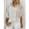 Fashionweek dámska blůzka s kapucňou s ľanu a bavlny UB-Demet béžová