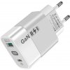 Adaptér Techsuit GaN 65W s funkciou rýchlonabíjania biely