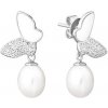 Silvego Strieborné náušnice ALISON s prírodnou bielou perlou a zirkónmi GRP19372EW