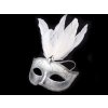 Karnevalová maska GLITRY s perím - biela