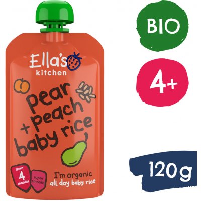Ella's Kitchen BIO Detská ryža hruška a broskyňa 120 g