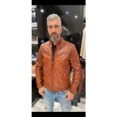 Max Original Leather pánska kožená bunda 8066 Cognac