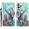 Peňaženkové kožené puzdro DRAWING na iPhone 14 Pro Max - Elephant