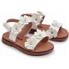 DETSKÉ SANDÁLE ZDOBENÉ KVETMI, Z EKOLOGICKEJ KOŽE, BIELE, VEĽKOSŤ 20