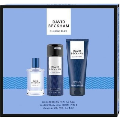 David Beckham Classic Blue toaletná voda 50 ml + sprchový gél 200 ml + Deo 150 ml, darč. kazeta