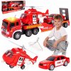 Odťahovka Hasičský vozidla 1:16 s helikoptérou, zvukom a svetlom