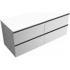 CERANO - Kúpeľňová skrinka pod umývadlo s úchytkou/doskou pod umývadlo Velora - 18 mm - biela matná, čierna úchytka - 119x49,8x45,2 cm