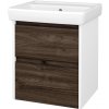 Dreja Skrinka pod umývadlo BONO SZZ2 55 (umývadlo Q) - N01 Biela lesk / Úchytka T33 / D25 Teak