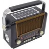 Solárne retro rádio s napájaním zo siete + batérie, USB, Bluetooth Hnedo-čierne