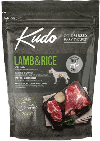 Kudo Dog Cold Pressed Kudo Medium & Maxi jahňacie mäso s ryžou 3 kg