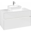 VILLEROY & BOCH Collaro závesná skrinka pod umývadlo na dosku (umývadlo v strede), 2 zásuvky, s LED osvetlením, 1000 x 500 x 548 mm, Glossy White, C094B0DH