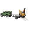 Bruder LAND ROVER + prepravník, mikrobager JCB