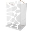 Mexen Kioto, sprchová zástena Walk-In 140 x 200 cm, 8mm číre sklo biely vzor, medený matný profil, 800-140-002-65-97